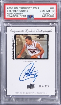 2009-10 UD "Exquisite Collection" Autograph #64 Stephen Curry Signed Rookie Card (#185/225) - PSA GEM MT 10, PSA/DNA 10